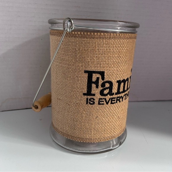 Manor Lane "Family" Large Burlap Wrapped Glass Lantern - Picture 3 of 7